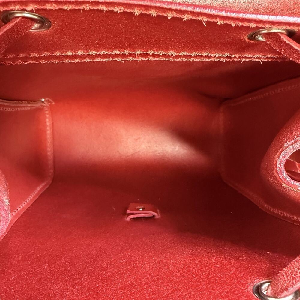 The Dust Company Sole Aged Leather Small Backpack Red Adjustable Italy MSRP 368$ - Picture 4 of 9